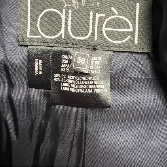 Laurel by ESCADA Plaid Blue Wool 2 Piece Skirt Suit Size 38 - Picture 10 of 16